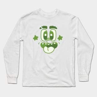 Lime Doodle Cartoon Face Long Sleeve T-Shirt